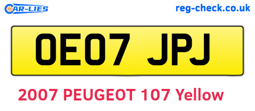 OE07JPJ are the vehicle registration plates.