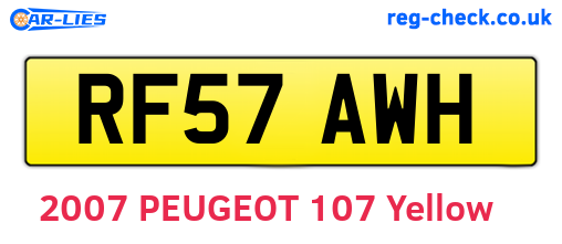 RF57AWH are the vehicle registration plates.