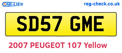 SD57GME are the vehicle registration plates.