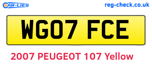 WG07FCE are the vehicle registration plates.
