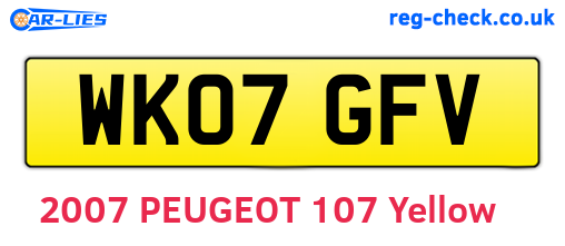 WK07GFV are the vehicle registration plates.