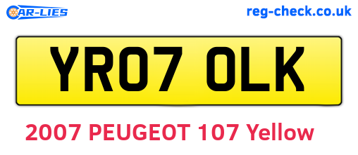 YR07OLK are the vehicle registration plates.