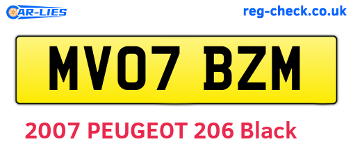 MV07BZM are the vehicle registration plates.