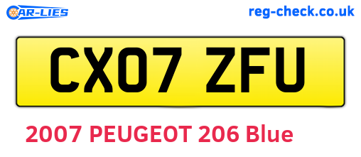 CX07ZFU are the vehicle registration plates.