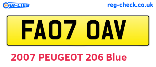 FA07OAV are the vehicle registration plates.
