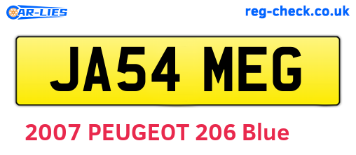 JA54MEG are the vehicle registration plates.
