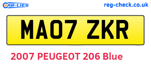 MA07ZKR are the vehicle registration plates.