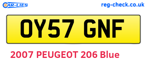 OY57GNF are the vehicle registration plates.
