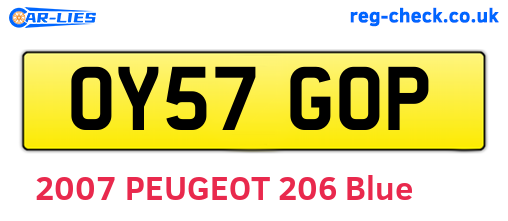 OY57GOP are the vehicle registration plates.