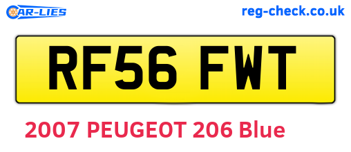 RF56FWT are the vehicle registration plates.