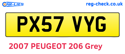 PX57VYG are the vehicle registration plates.