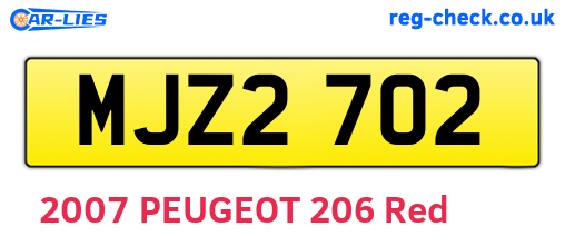 MJZ2702 are the vehicle registration plates.