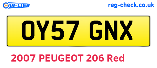 OY57GNX are the vehicle registration plates.