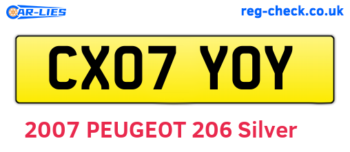 CX07YOY are the vehicle registration plates.