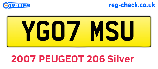 YG07MSU are the vehicle registration plates.