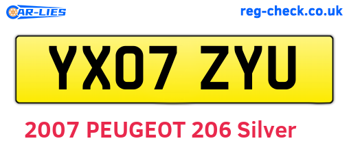 YX07ZYU are the vehicle registration plates.