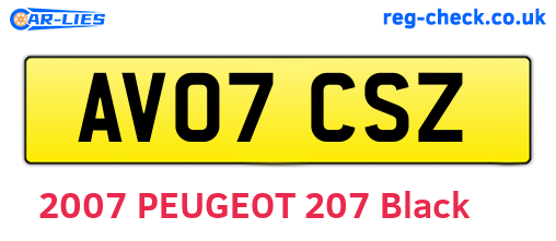 AV07CSZ are the vehicle registration plates.