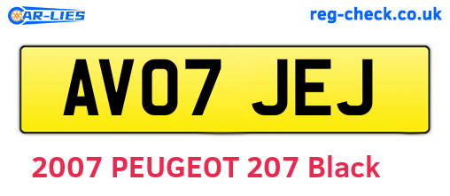 AV07JEJ are the vehicle registration plates.