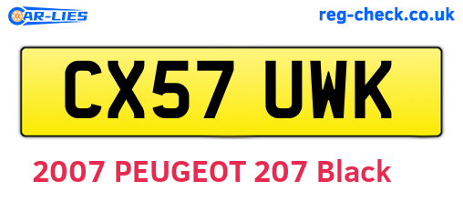 CX57UWK are the vehicle registration plates.