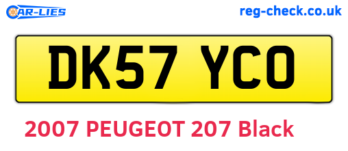 DK57YCO are the vehicle registration plates.