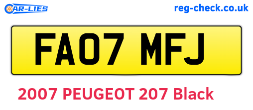 FA07MFJ are the vehicle registration plates.