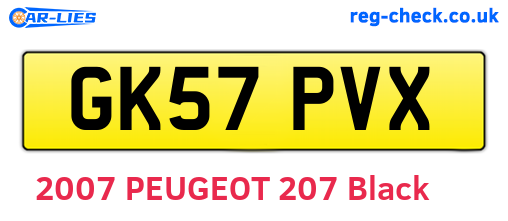 GK57PVX are the vehicle registration plates.