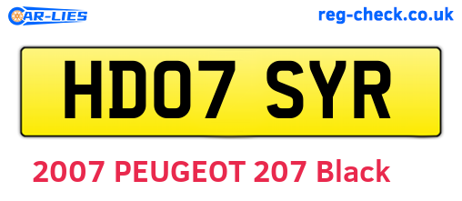 HD07SYR are the vehicle registration plates.