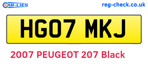 HG07MKJ are the vehicle registration plates.