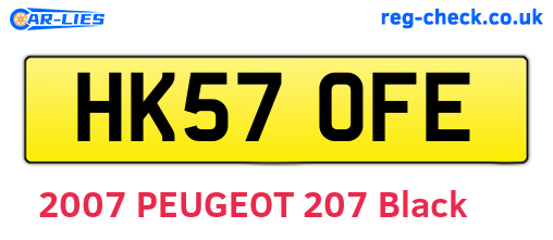 HK57OFE are the vehicle registration plates.