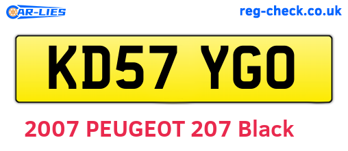 KD57YGO are the vehicle registration plates.
