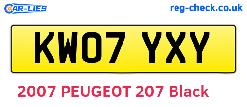 KW07YXY are the vehicle registration plates.
