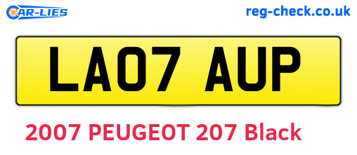 LA07AUP are the vehicle registration plates.