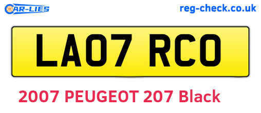 LA07RCO are the vehicle registration plates.
