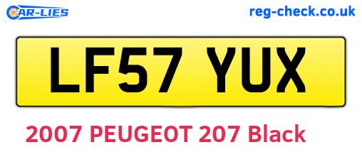 LF57YUX are the vehicle registration plates.