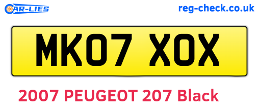 MK07XOX are the vehicle registration plates.