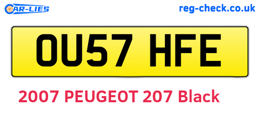 OU57HFE are the vehicle registration plates.