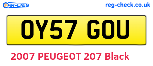 OY57GOU are the vehicle registration plates.