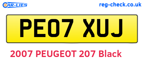 PE07XUJ are the vehicle registration plates.