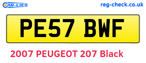 PE57BWF are the vehicle registration plates.