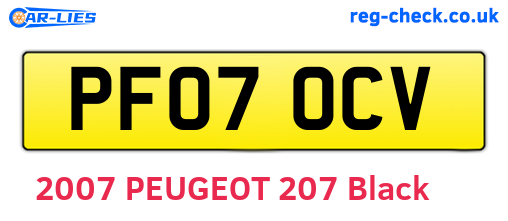 PF07OCV are the vehicle registration plates.