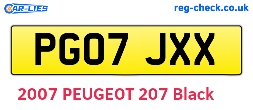 PG07JXX are the vehicle registration plates.