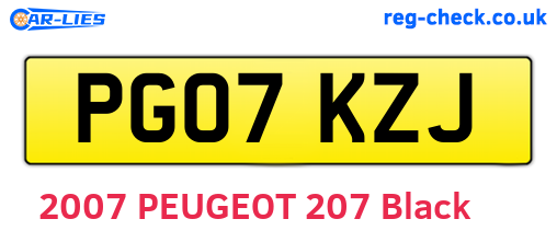 PG07KZJ are the vehicle registration plates.
