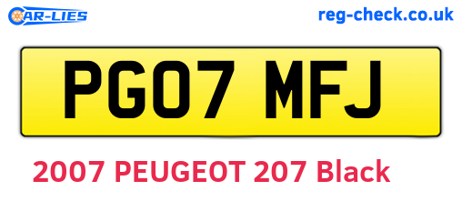 PG07MFJ are the vehicle registration plates.