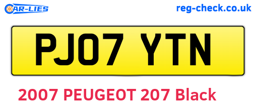 PJ07YTN are the vehicle registration plates.