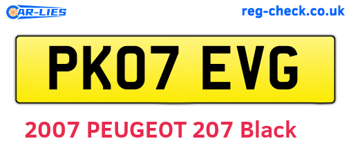 PK07EVG are the vehicle registration plates.