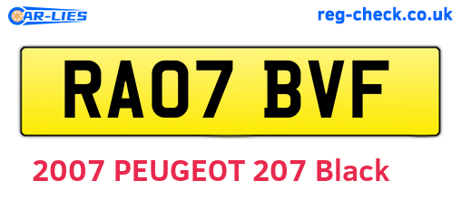 RA07BVF are the vehicle registration plates.