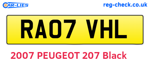 RA07VHL are the vehicle registration plates.