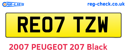 RE07TZW are the vehicle registration plates.