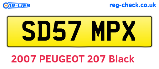 SD57MPX are the vehicle registration plates.
