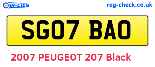 SG07BAO are the vehicle registration plates.